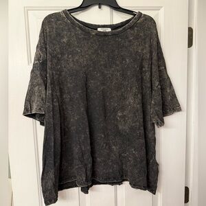 Zenana Acid Wash Black T-Shirt